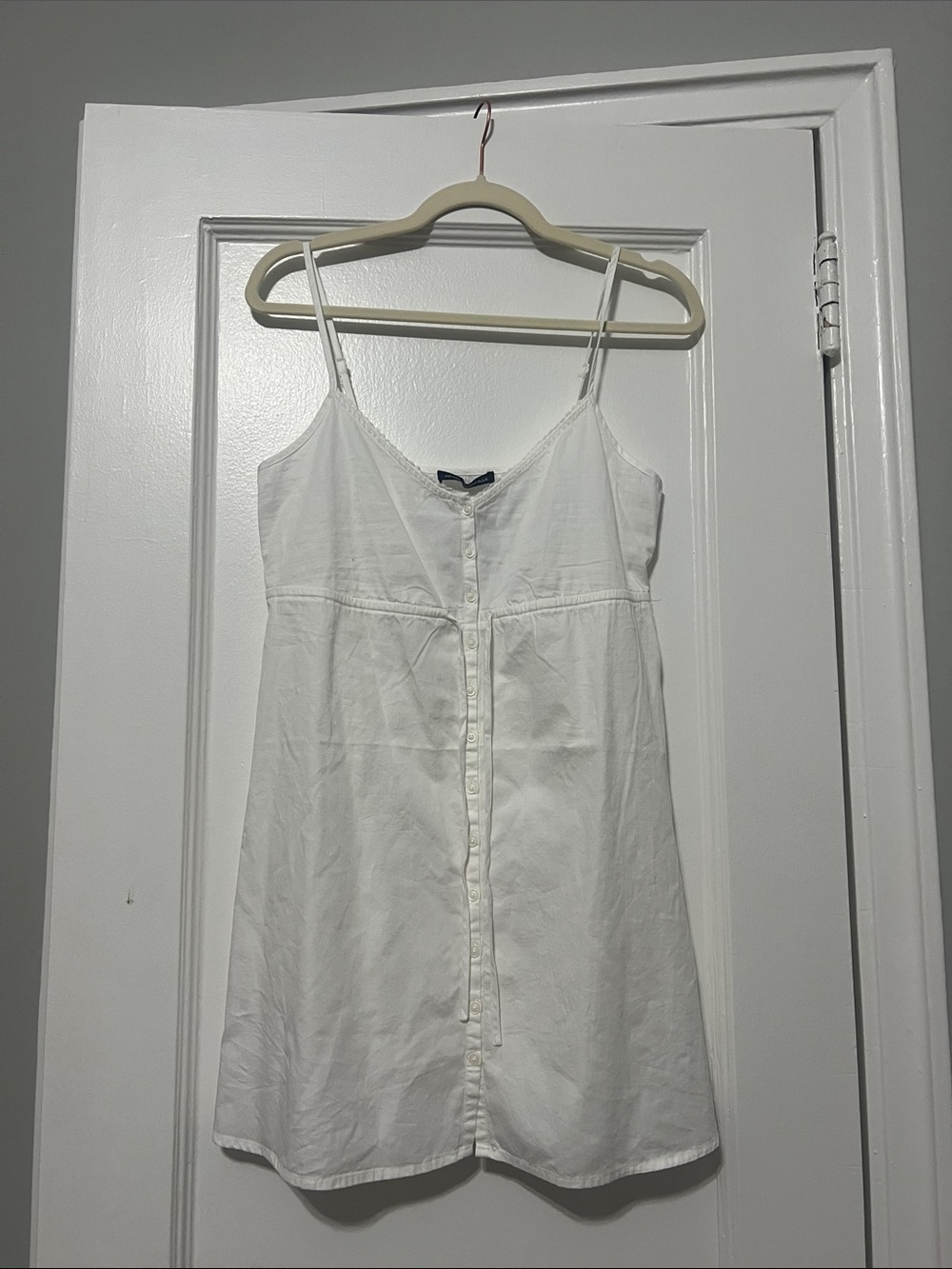Brandy Melville White Button-Front Tie Dress